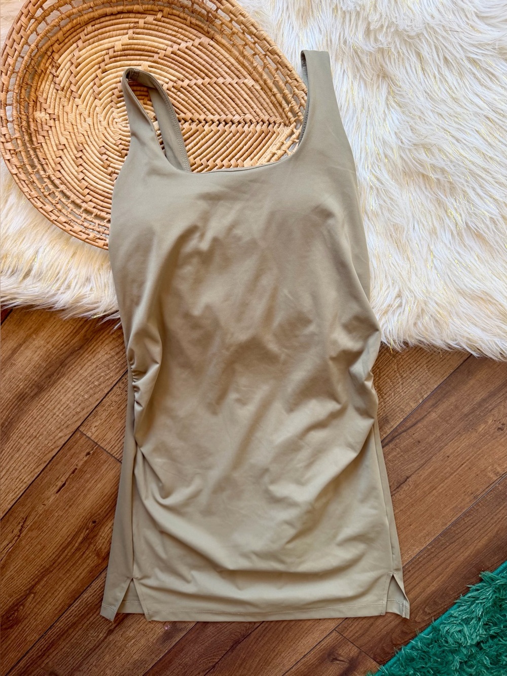 Old Navy Khaki PowerSoft Square-Neck Athletic Tennis Dress Size XS